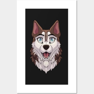 Shocked Surprised Expression Brown Husky Dog Posters and Art